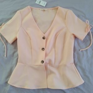 Button front peplum top S apricot